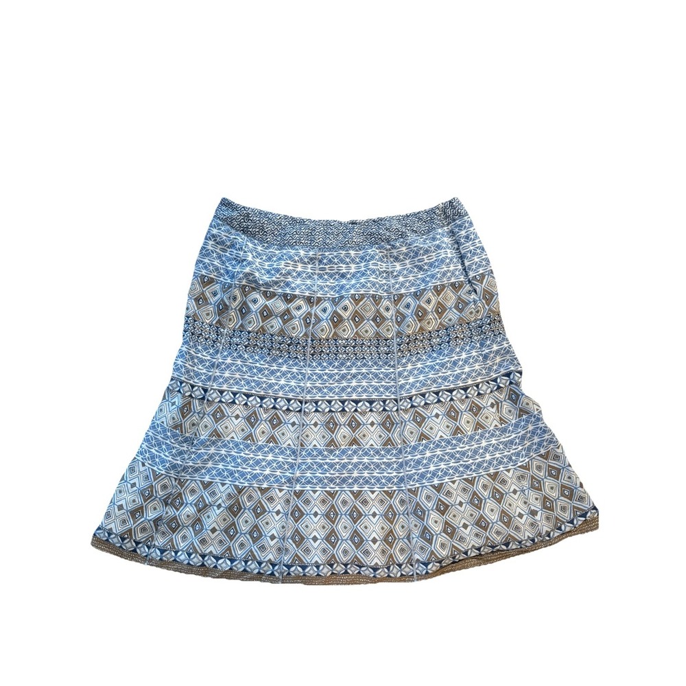 Sigrid Olsen Women's Blue Geometric A-line Skirt Plus Sizeโ 16W 100% Cotton